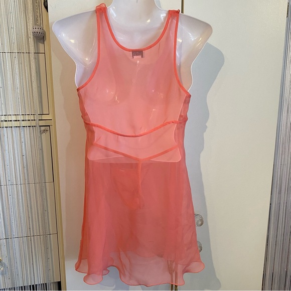 La Senza 2 Piece Sheer Coral Ruffle Chemise Sleep Set - Picture 3 of 16